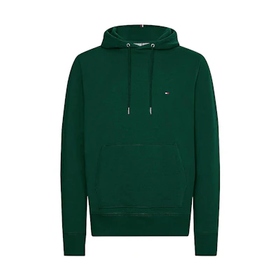 Tommy Hilfiger FW22 Solid Logo Embroidered Green Hoodie for Men MW0MW24352MBP