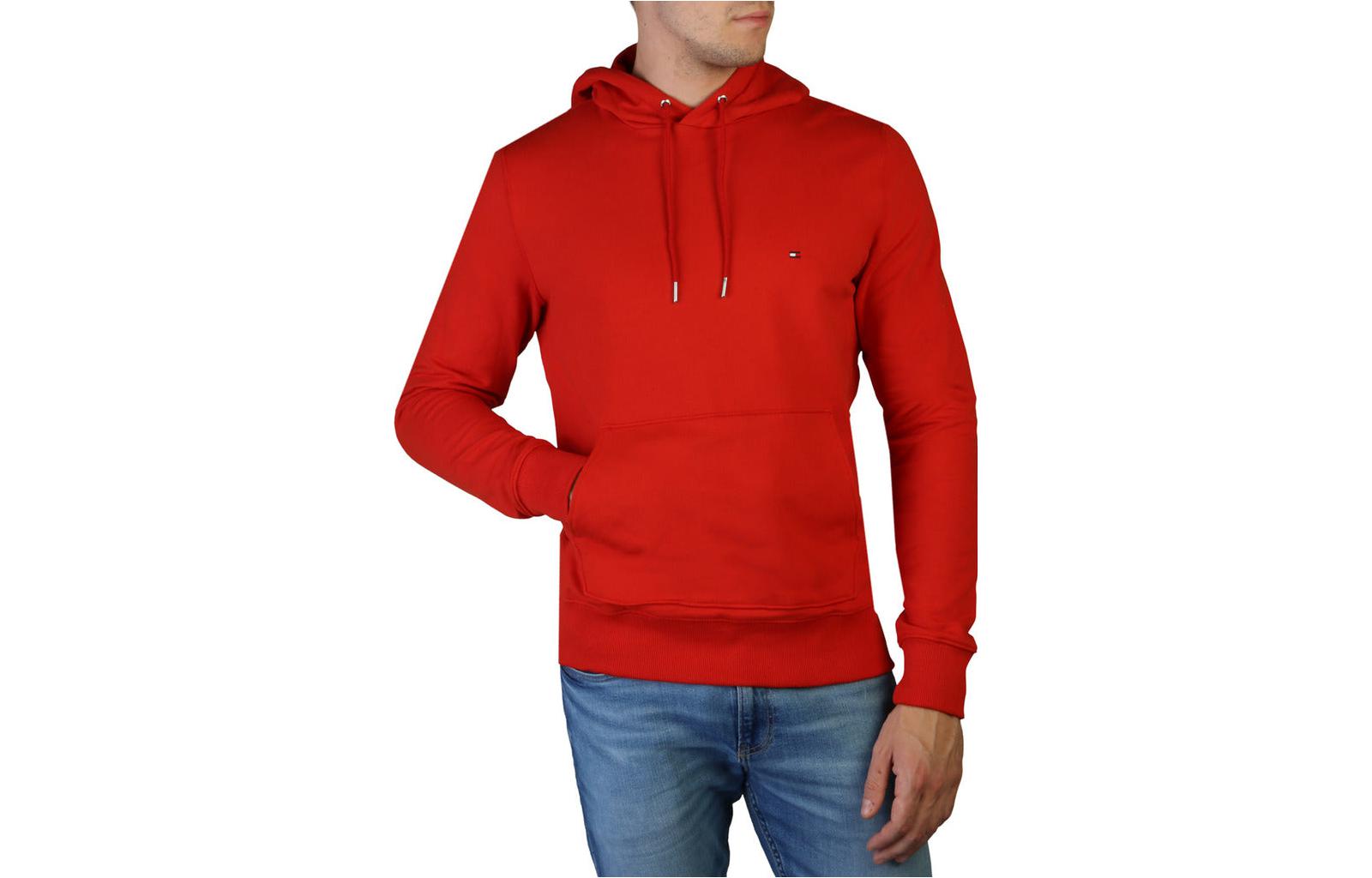 Tommy Hilfiger FW22 Solid Logo Embroidered Hoodie Men’s Bright Red MW0MW24352-XNJ
