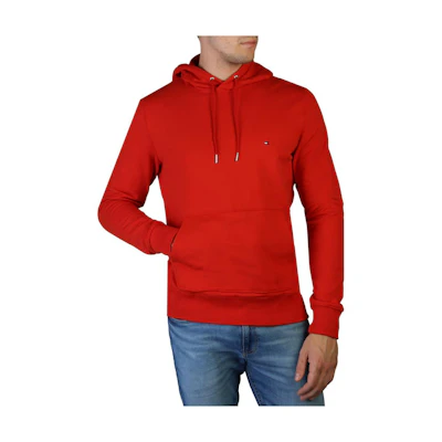 Tommy Hilfiger FW22 Solid Logo Embroidered Hoodie Men’s Bright Red MW0MW24352-XNJ