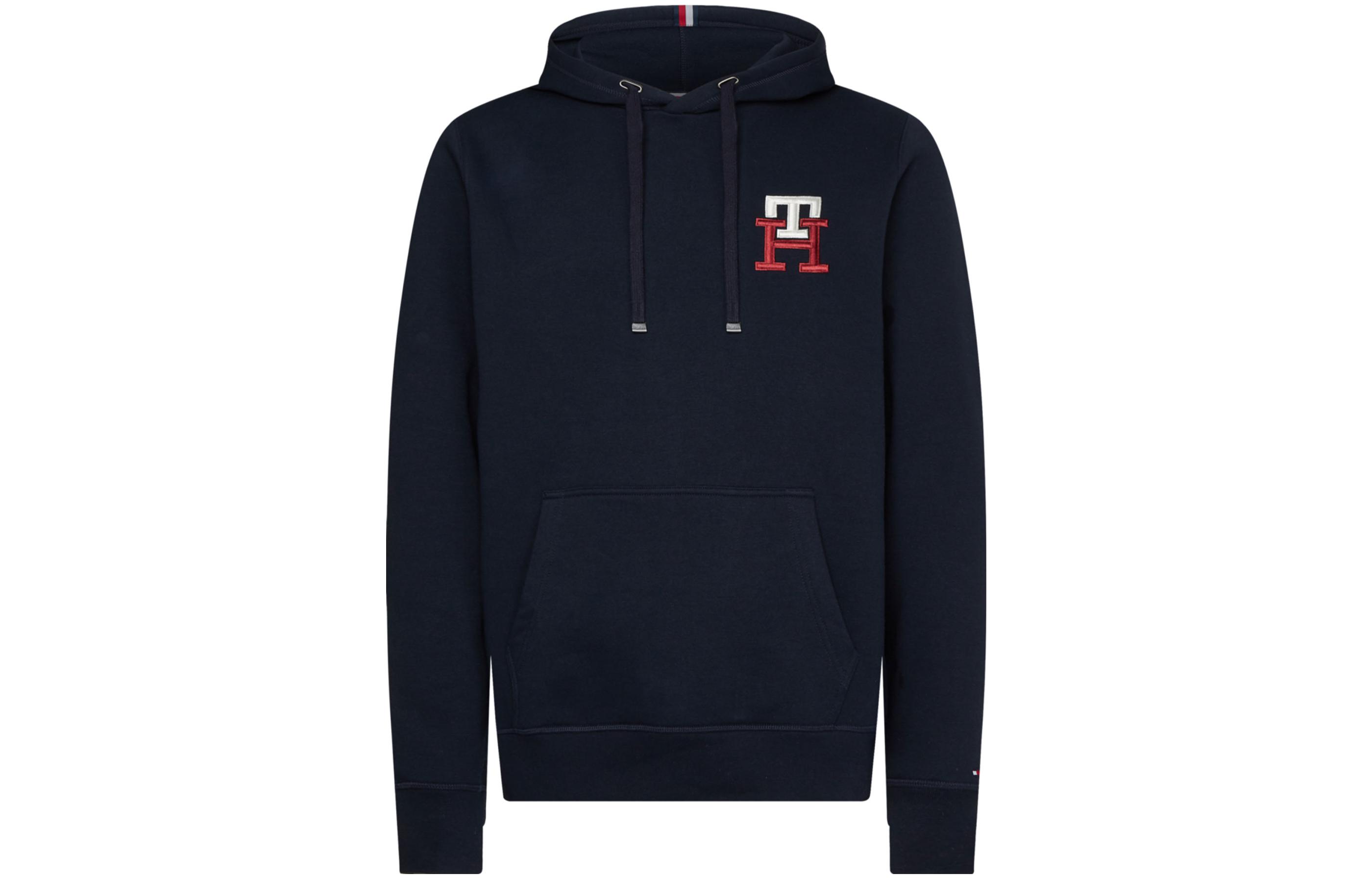 Tommy Hilfiger FW22 Solid Logo Embroidered Hoodie Navy Blue MW0MW28677DS