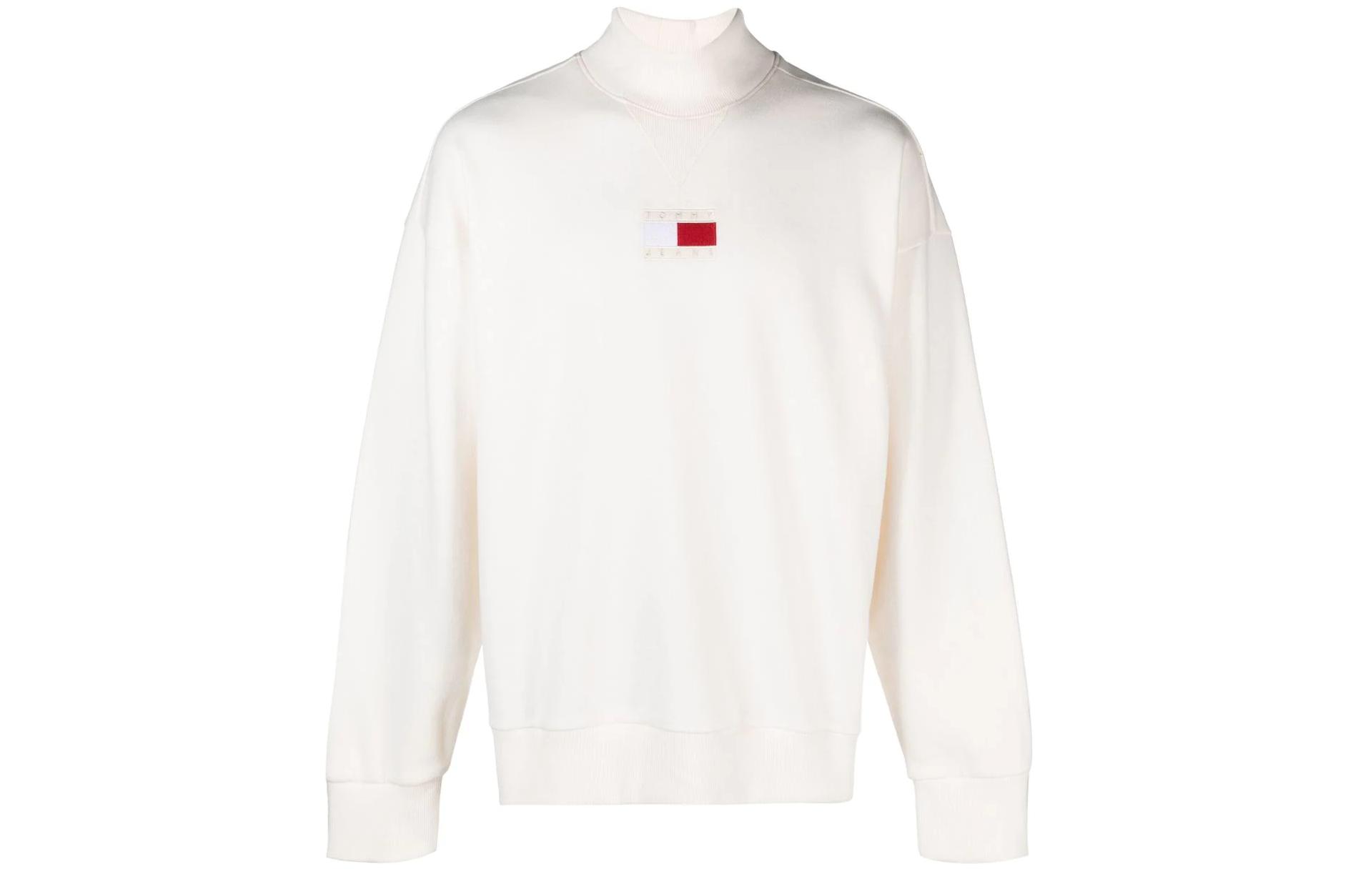 Tommy Hilfiger FW22 Solid Logo High-Neck Pullover Sweatshirt Men’s Off-White DM0DM15162WHITE