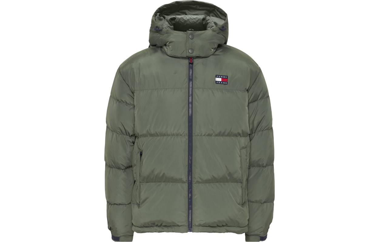 Tommy Hilfiger FW22 Solid Logo Patch Hooded Jacket Green DM0DM15445MRY