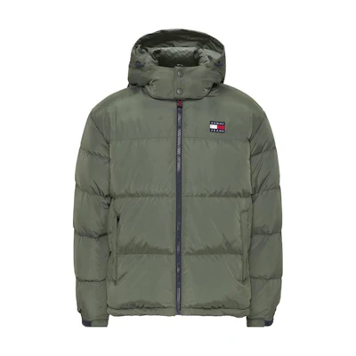 Tommy Hilfiger FW22 Solid Logo Patch Hooded Jacket Green DM0DM15445MRY