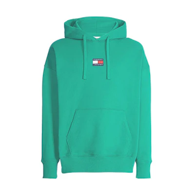 Tommy Hilfiger FW22 Solid Logo Patch Hoodie Peacock Green Menswear DM0DM10904l30
