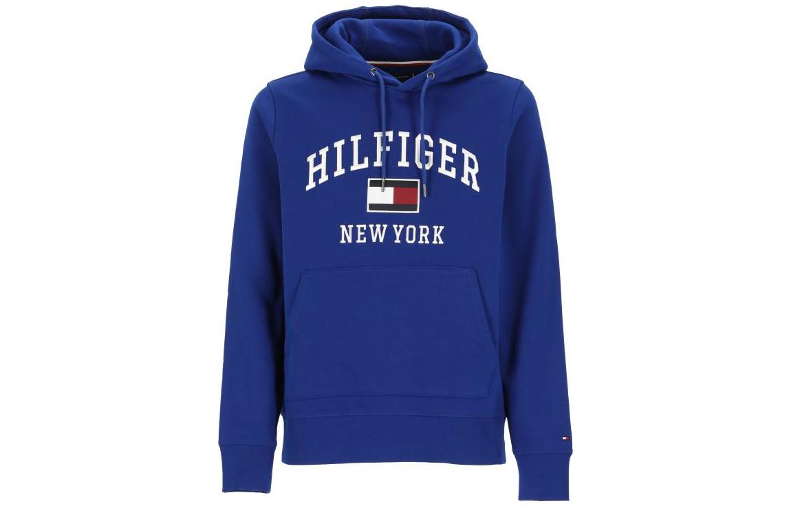 Tommy Hilfiger FW22 Solid Logo Print Hoodie Blue Casualwear MW0MW28173C7L