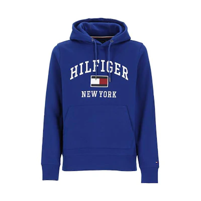 Tommy Hilfiger FW22 Solid Logo Print Hoodie Blue Casualwear MW0MW28173C7L