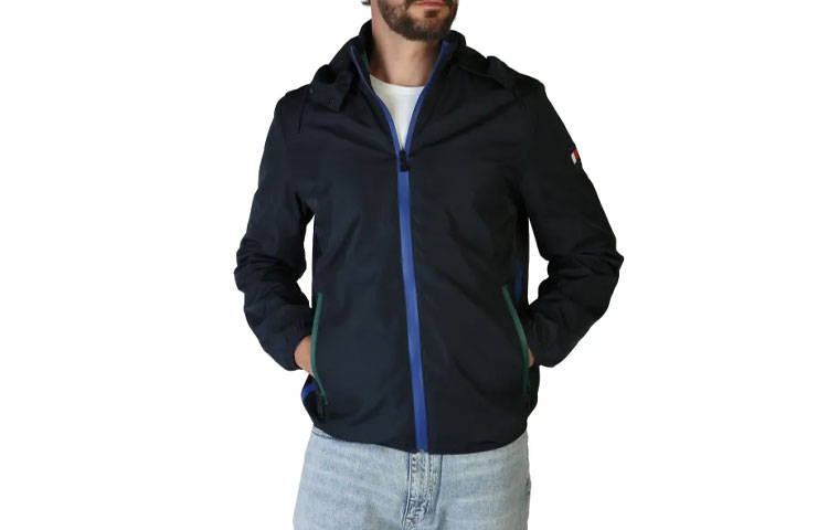 Tommy Hilfiger FW22 Solid Logo Zip Hoodie Jacket Men’s Blue MW0MW06933403