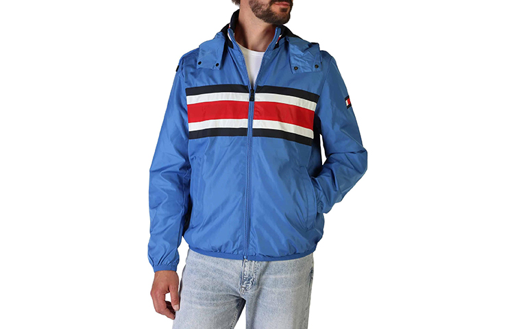 Tommy Hilfiger FW22 Striped Zip Hoodie Jacket Blue Outerwear MW0MW07578438