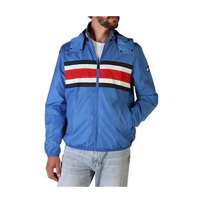 Tommy Hilfiger FW22 Striped Zip Hoodie Jacket Blue Outerwear MW0MW07578438