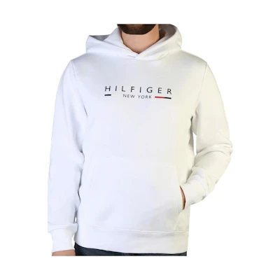 Tommy Hilfiger FW22 White Hoodie with Letter Print for Men MW0MW29301-YBR