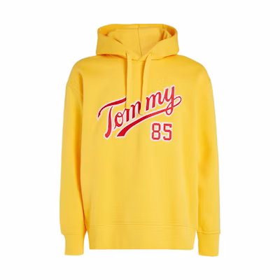 Tommy Hilfiger FW22 Yellow Graphic Logo Hoodie Long Sleeve Pullover DM0DM15711-ZFM