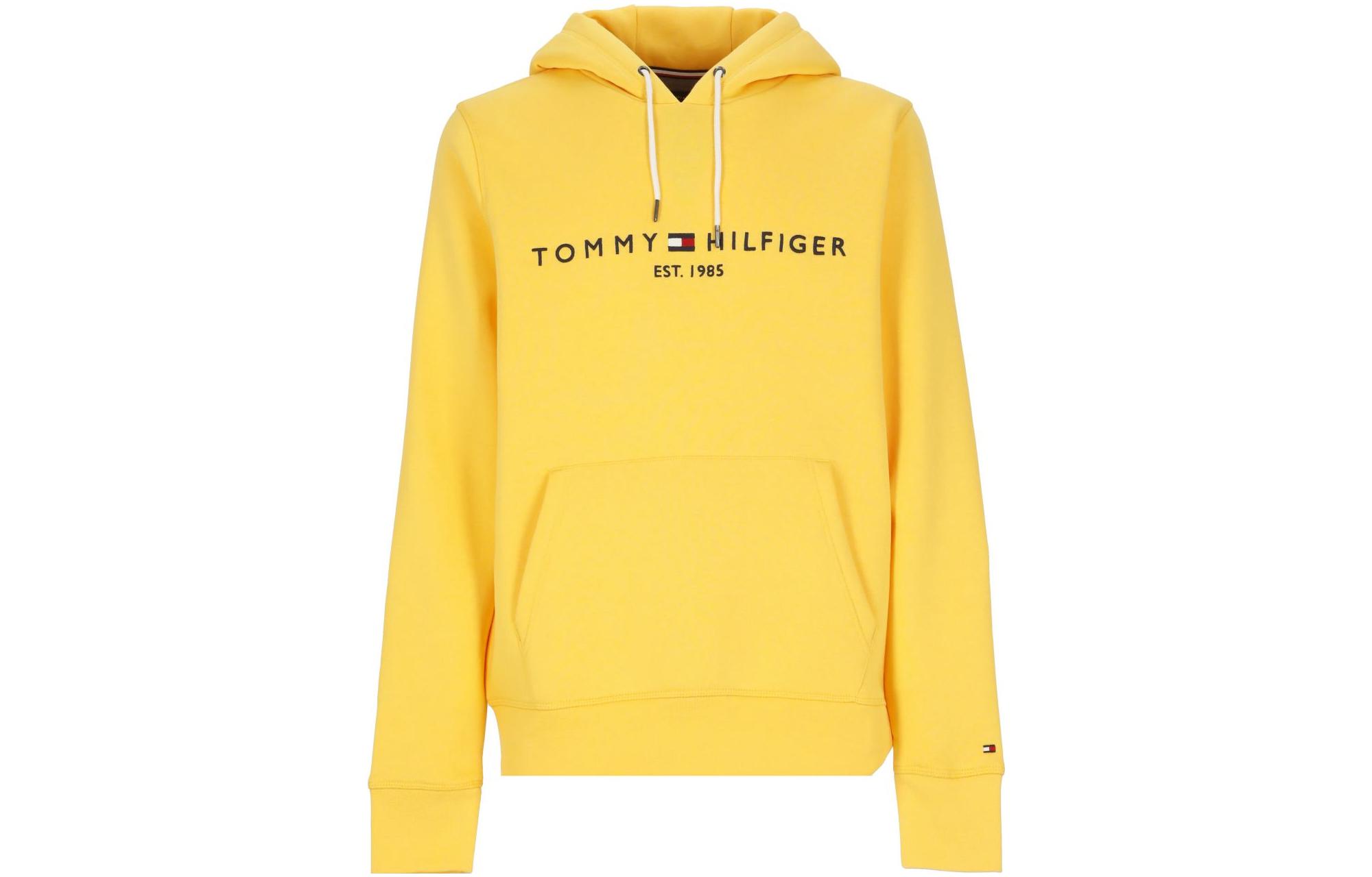 Tommy Hilfiger FW22 Yellow Logo Embroidered Drawstring Hoodie MW0MW11599ZFM