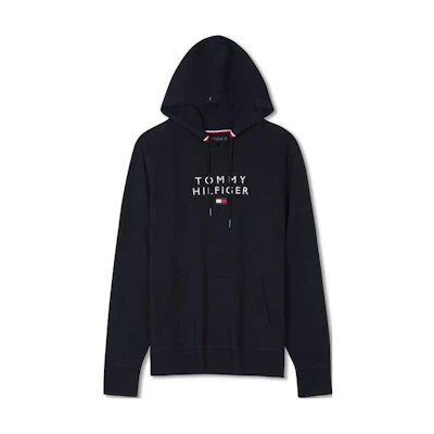 Tommy Hilfiger FW23 Navy Embroidered Logo Pullover Hoodie Sweatshirt. XM0XM02496-DW5