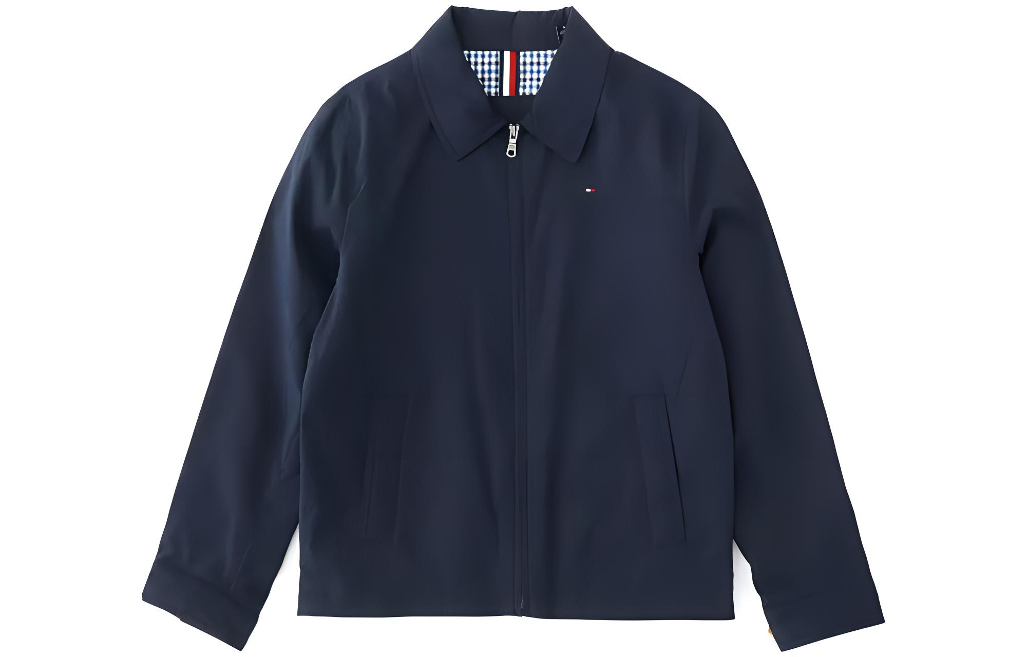 Tommy Hilfiger FW23  Solid Zip Collar Long Sleeve Jacket Deep Blue TM159AK-350