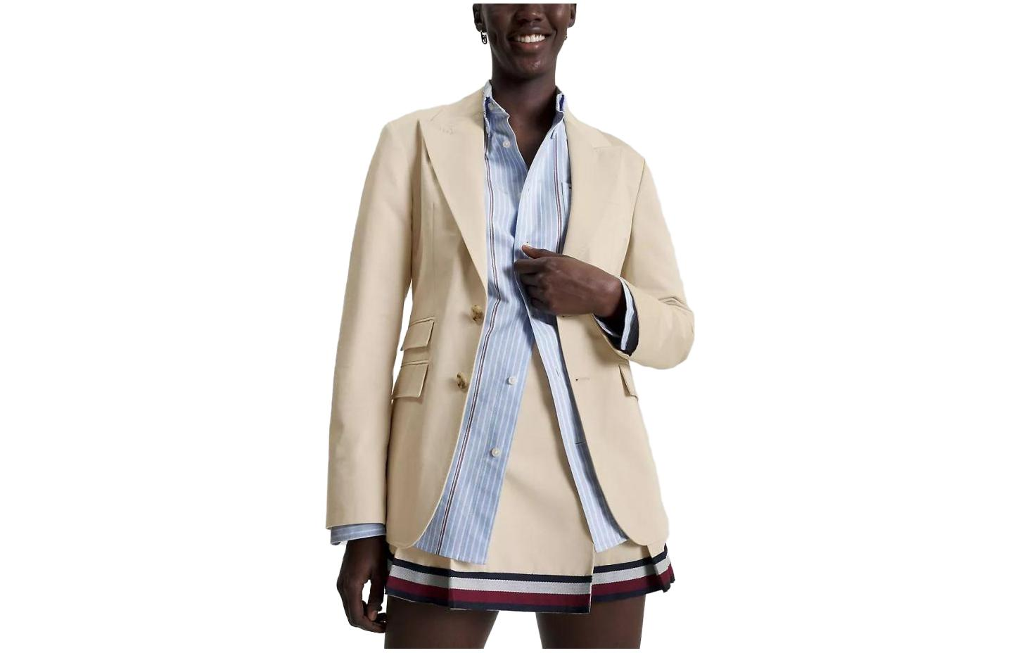 Tommy Hilfiger FW23 Classic Beige Chino Blazer Jacket Unisex Long Sleeve MW31317-ACI