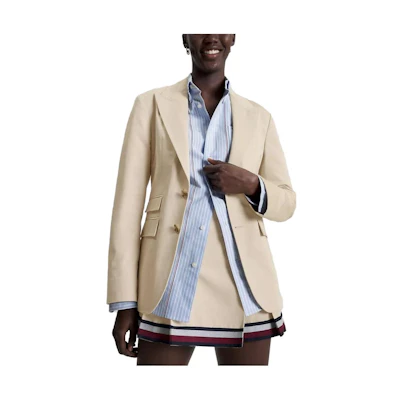 Tommy Hilfiger FW23 Classic Beige Chino Blazer Jacket Unisex Long Sleeve MW31317-ACI