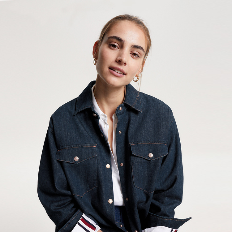 Details for 汤米·希尔费格 FW23 翻领长袖牛仔连衣裙 深海军蓝色. WW0WW39065