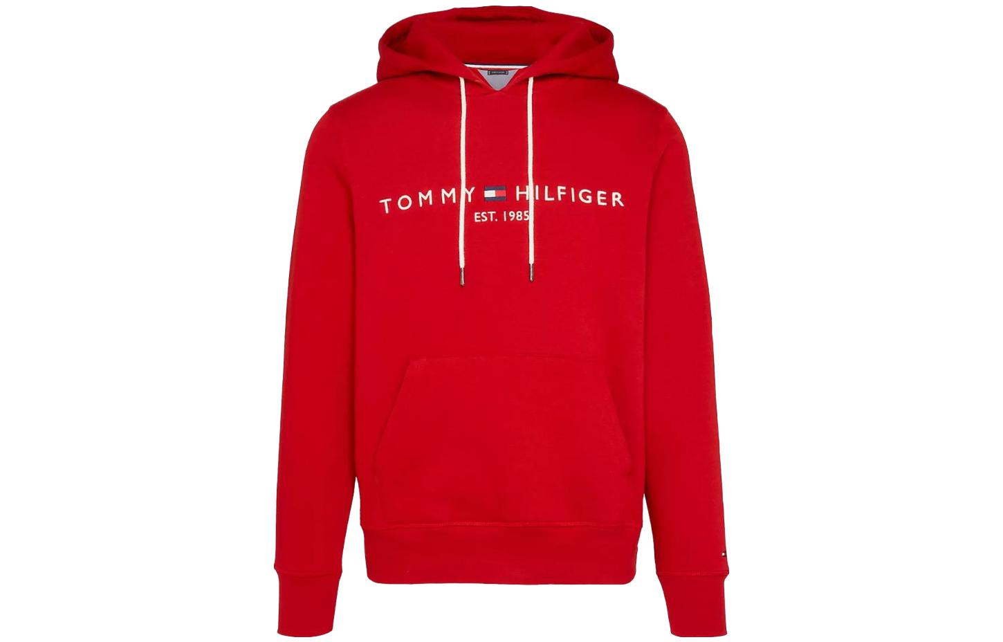 Tommy Hilfiger FW23 Embroidered Logo Hoodie Red Pullover Sweatshirt M-78J9503-XMP