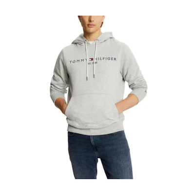 Tommy Hilfiger FW23 Grey Heather Letter Pullover Hoodie Casual Sweatshirt M78J9503-P8F