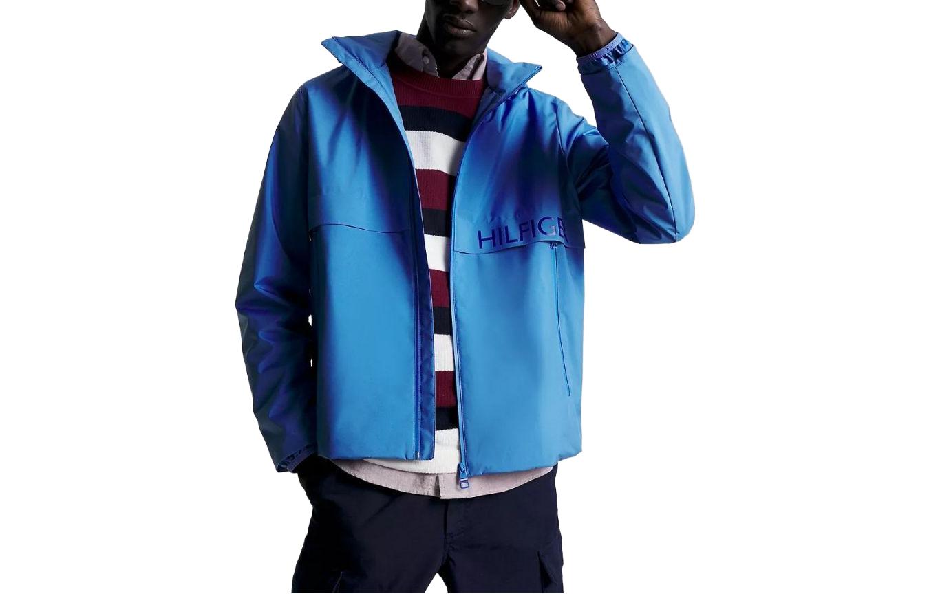 Tommy Hilfiger FW23 HProtect Hooded Sailing Jacket Letter Print Light Blue MW31656-C4G