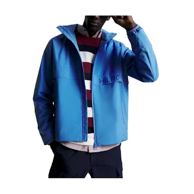 Tommy Hilfiger FW23 HProtect Hooded Sailing Jacket Letter Print Light Blue MW31656-C4G