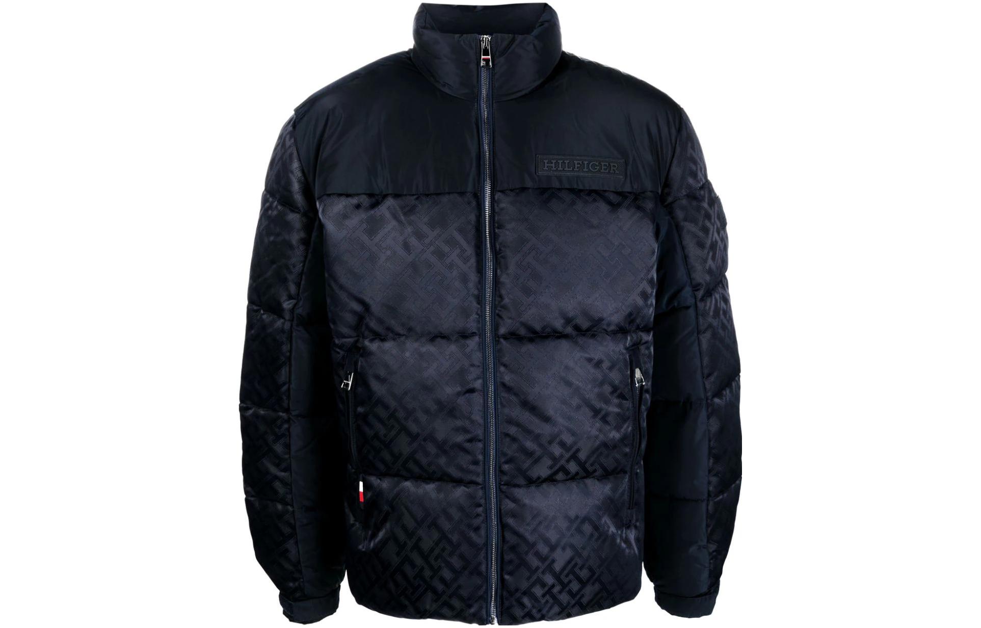 Tommy Hilfiger FW23 Patterned Zip-Up Jacket Black - Long Sleeve Outerwear MW0MW33430-0GY