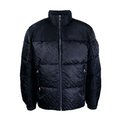 Tommy Hilfiger FW23 Patterned Zip-Up Jacket Black - Long Sleeve Outerwear MW0MW33430-0GY