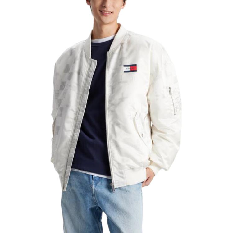 Shop 汤米希尔费格 FW23 男女宽松版白色长袖羽绒夹克 DM0DM17297