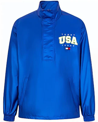 타미 힐피거 글로시 로고 자수 풀오버 재킷 남성용 브라이트 블루 DM0DM15908C66 Order 타미 힐피거 글로시 로고 자수 풀오버 재킷 남성용 브라이트 블루 DM0DM15908C66