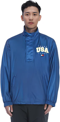 타미 힐피거 글로시 로고 자수 풀오버 재킷 남성용 브라이트 블루 DM0DM15908C66 Sizing 타미 힐피거 글로시 로고 자수 풀오버 재킷 남성용 브라이트 블루 DM0DM15908C66