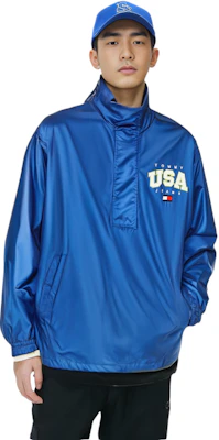 타미 힐피거 글로시 로고 자수 풀오버 재킷 남성용 브라이트 블루 DM0DM15908C66 1