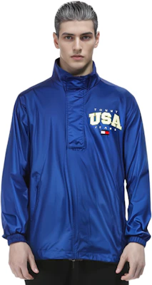 타미 힐피거 글로시 로고 자수 풀오버 재킷 남성용 브라이트 블루 DM0DM15908C66 2