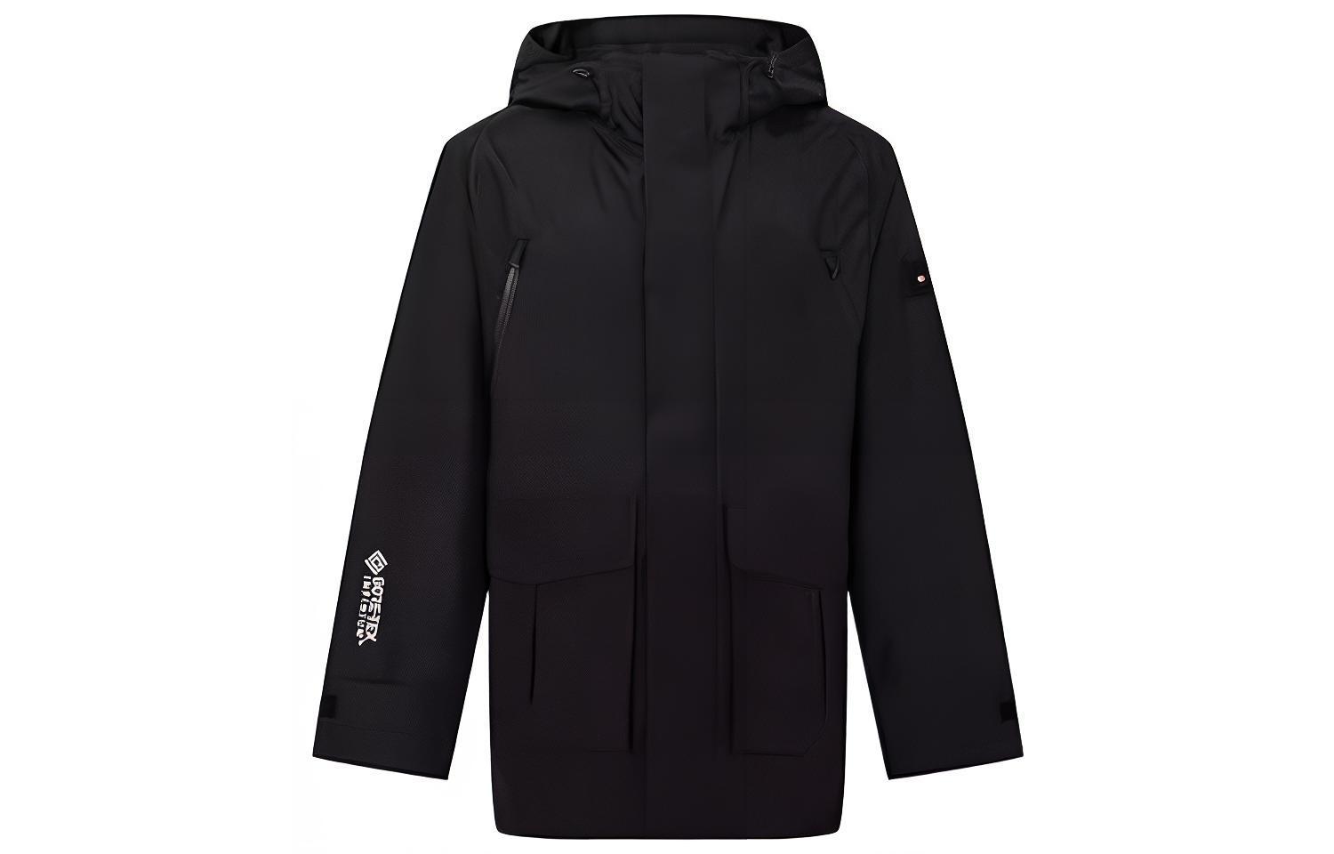 Tommy Hilfiger GTX Waterproof Mid-Length Hooded Outdoor Jacket Black Men MW0MW29956