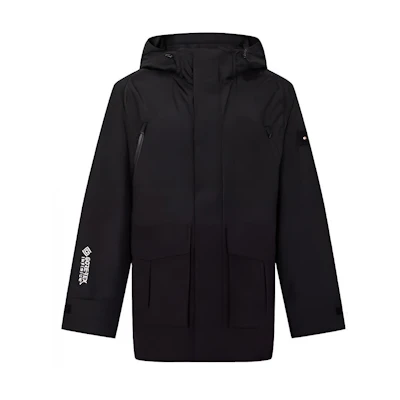 Tommy Hilfiger GTX Waterproof Mid-Length Hooded Outdoor Jacket Black Men MW0MW29956