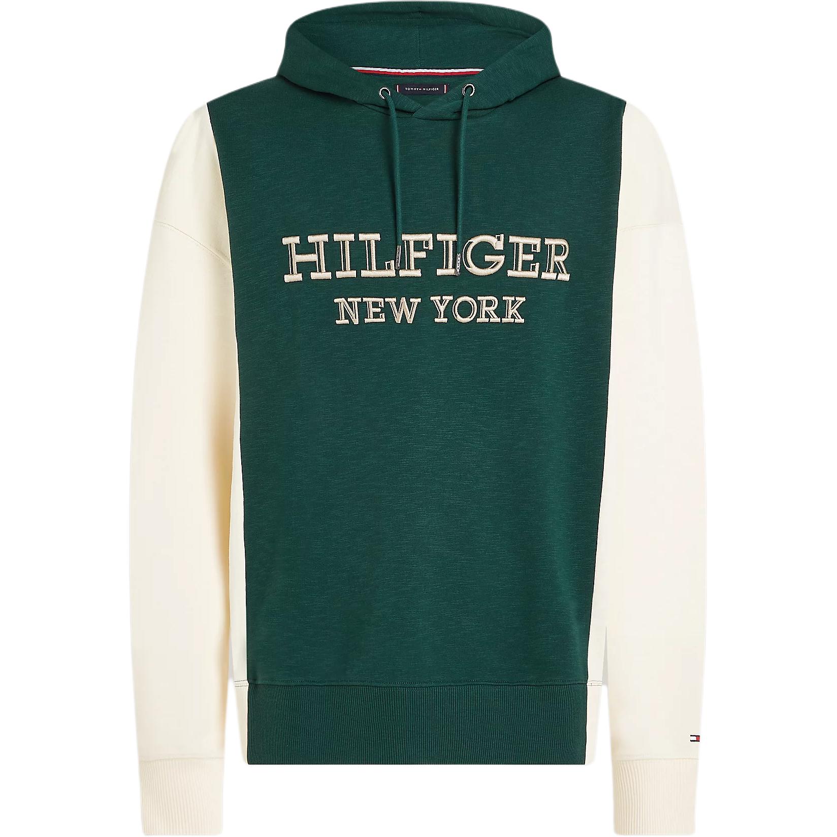 Tommy Hilfiger Green Colorblock Logo Print Hoodie Long Sleeve MW0MW34611-MBP