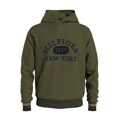 Tommy Hilfiger Green Logo Pullover Hoodie MW0MW32682-MS2
