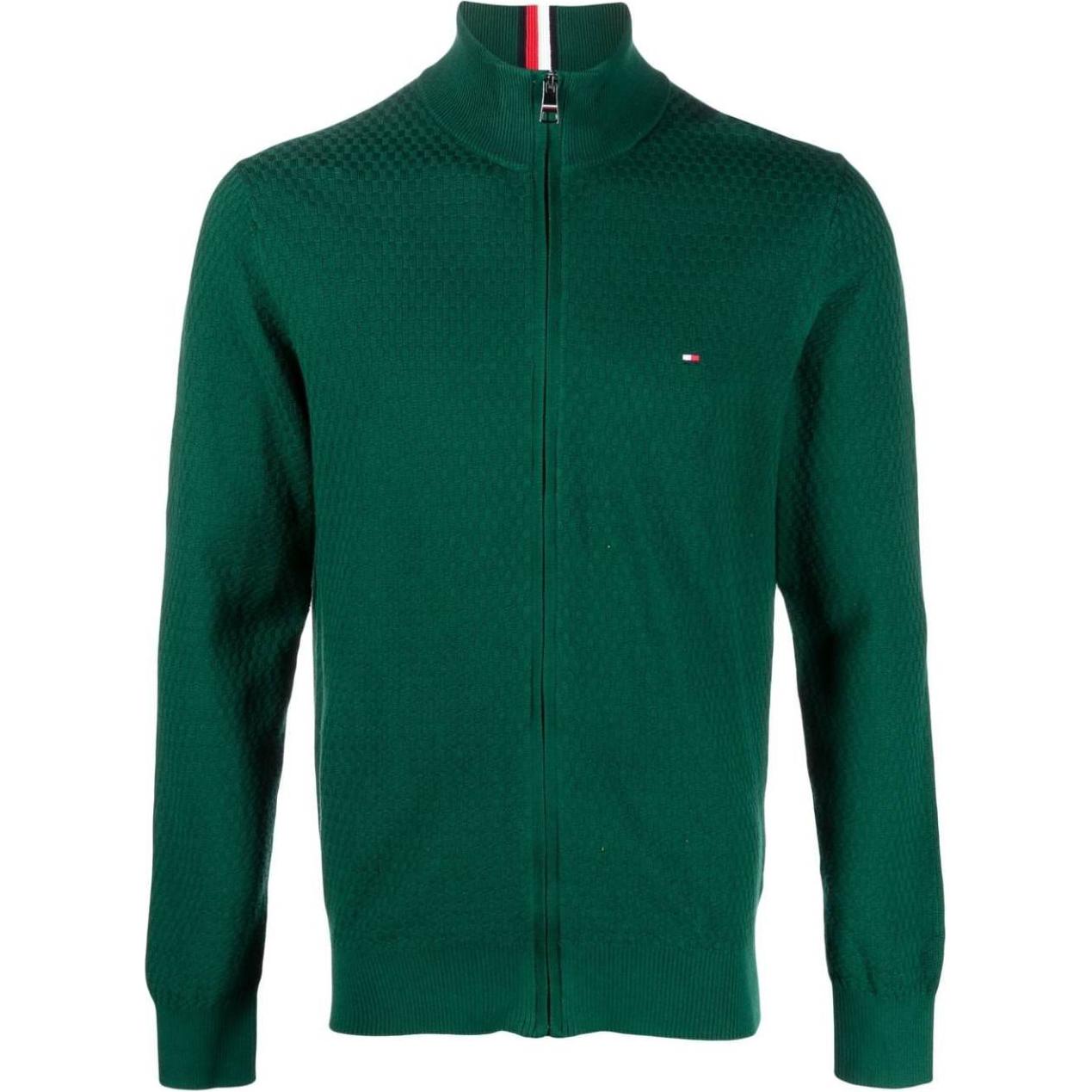 Tommy Hilfiger Green Ribbed Hem High-Neck Zip Jacket MW0MW29030-GREEN