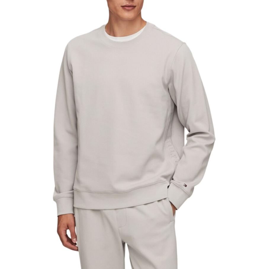 Tommy Hilfiger Grey Crewneck Sweatshirt with Logo Jacquard Side Trim MW36773-PQV