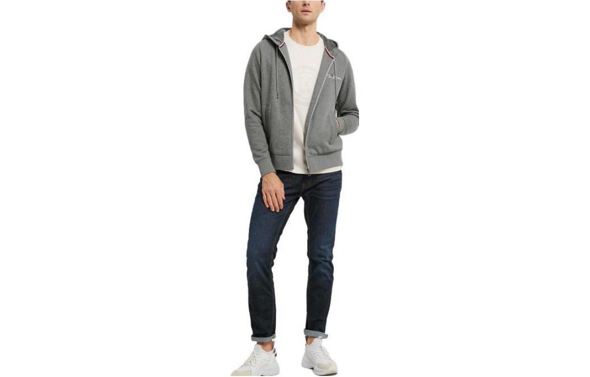 Tommy Hilfiger Grey Fleece Embroidered Logo Flag Hoodie MW0MW27841