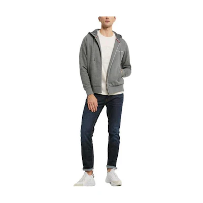 Tommy Hilfiger Grey Fleece Embroidered Logo Flag Hoodie MW0MW27841