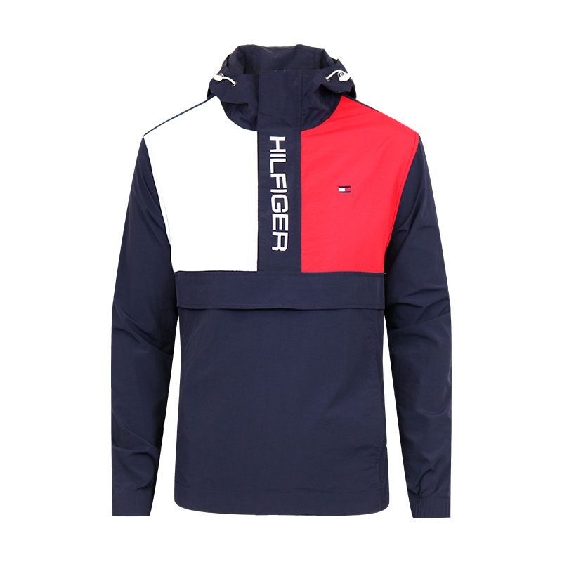 Tommy Hilfiger Half-Zip Colorblock Hoodie Jacket Navy Blue 152AN678-NF1
