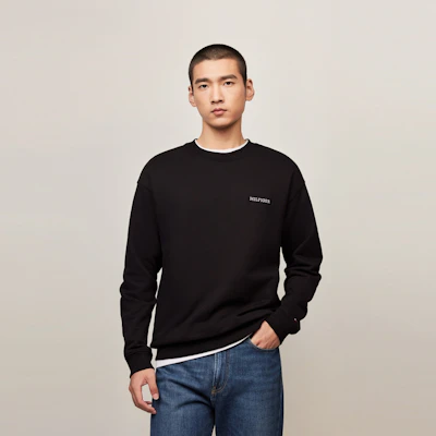 汤米·希尔费格重磅刺绣棉质休闲圆领卫衣 MW0MW36474 2