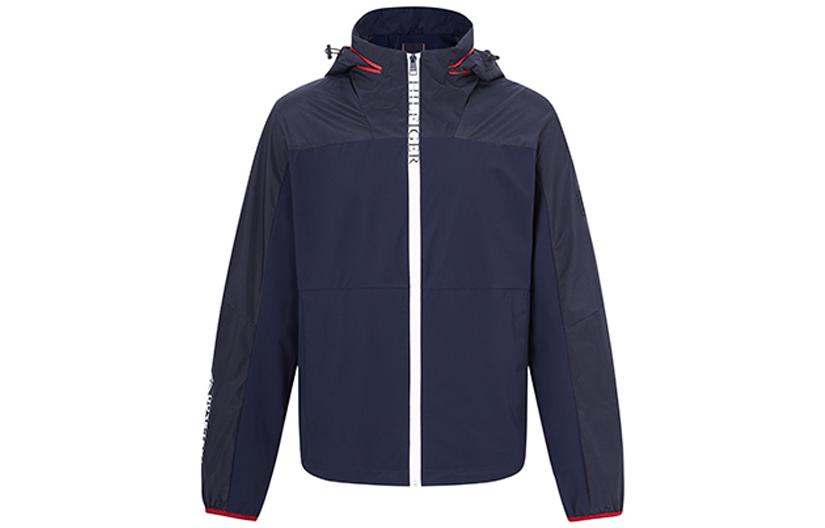 Tommy Hilfiger Hidden Hood Jacket with Logo Print in Navy Blue MW0MW26873