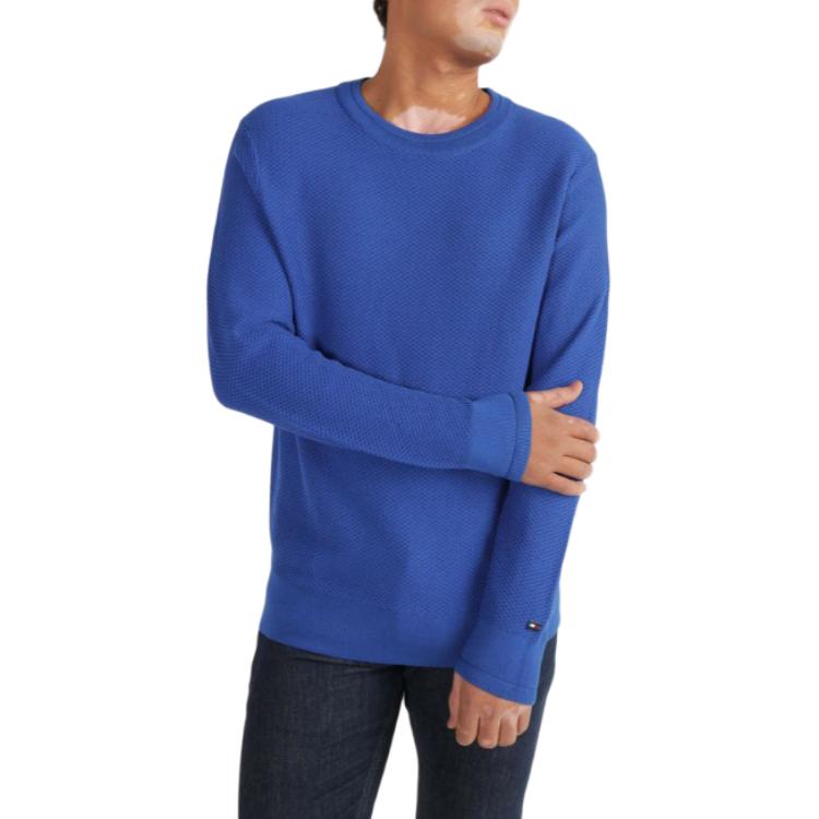Tommy Hilfiger Honeycomb Knit Crewneck Sweater Blue MW0MW33518-C66