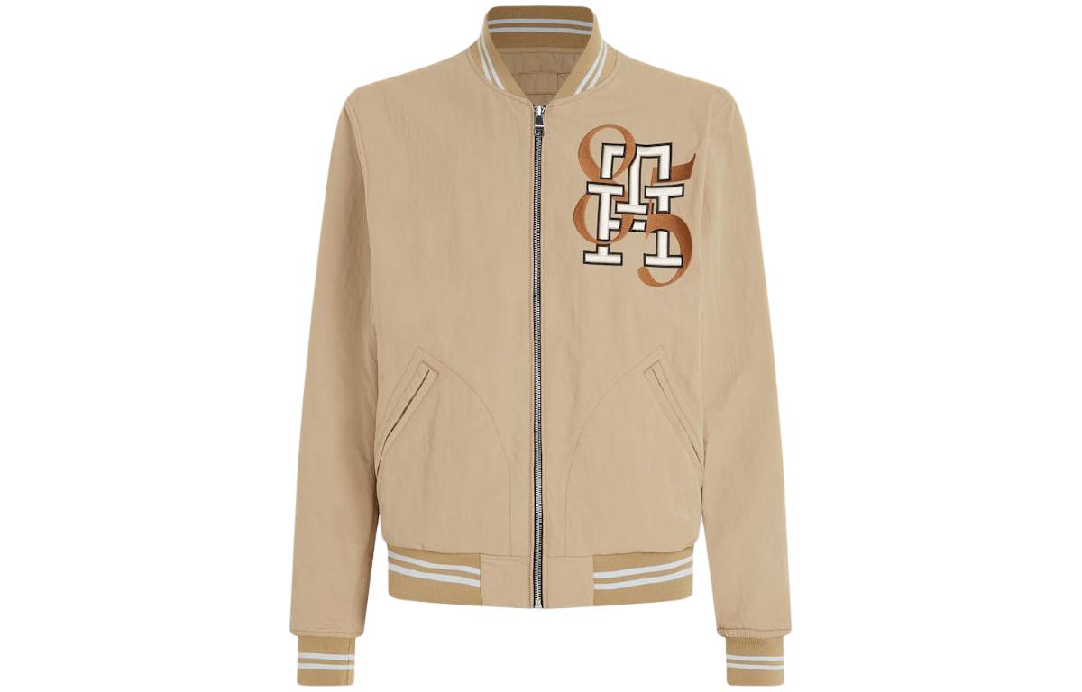 Tommy Hilfiger Khaki Logo Print Baseball Collar Zip Jacket MW0MW33755-RBL