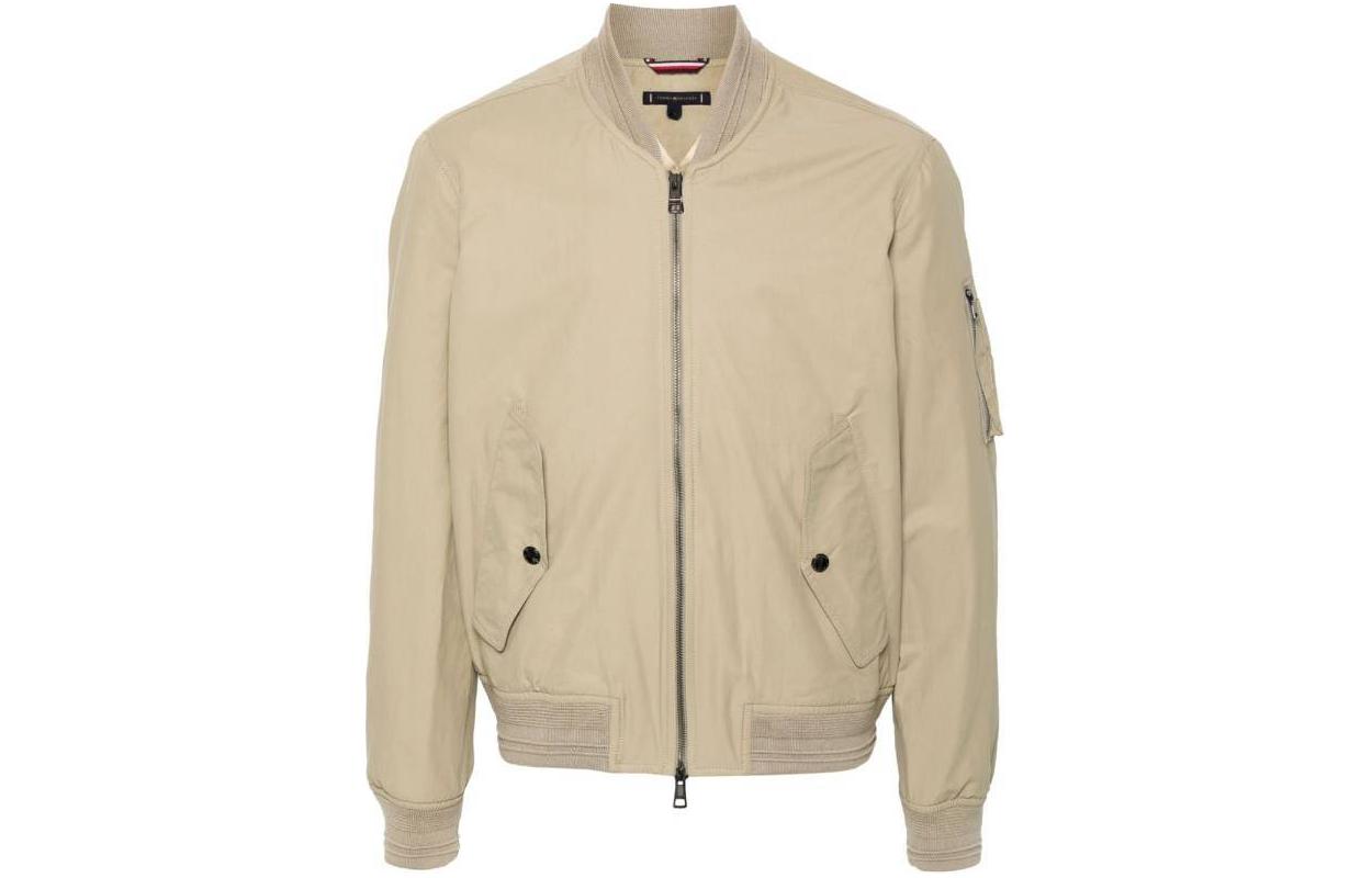 Tommy Hilfiger Khaki Regular Fit Button Pocket Bomber Jacket for Men MW0MW34473-AEG