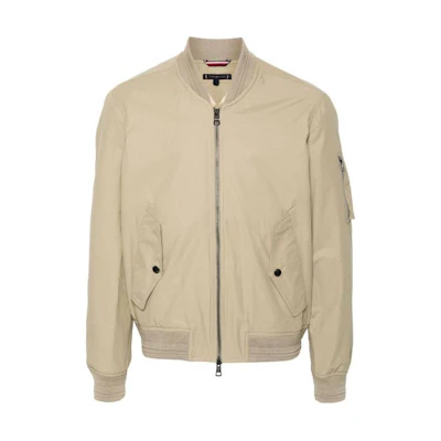 Tommy Hilfiger Khaki Regular Fit Button Pocket Bomber Jacket for Men MW0MW34473-AEG
