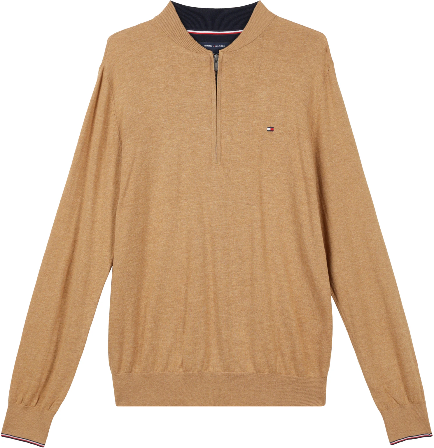 tommy-hilfiger-khaki-solid-half-zip-pullover-sweatshirt-78-j2123-260