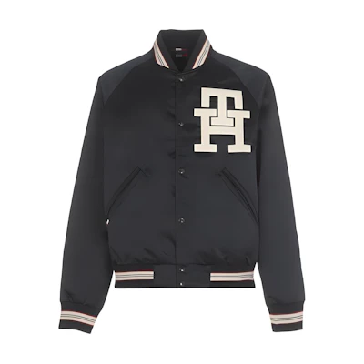 Tommy Hilfiger Letter Embroidered Stand Collar Jacket - Navy Blue MW0MW29017DW5