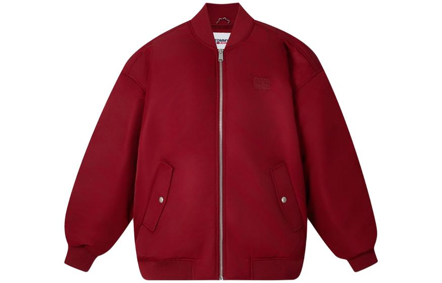 Tommy Hilfiger Letter Patch Bomber Jacket Unisex - Crimson Red DM0DM17480-XJS